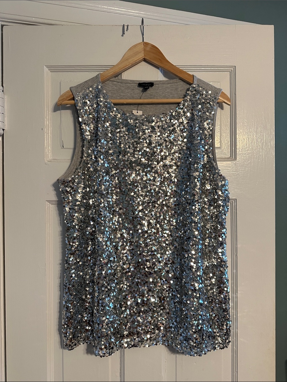 Talbots Silver Sequin Sleeveless Tank Top